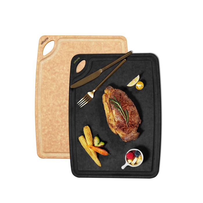 Classic Series 2-In-1 Set Cutting Board- 10 x 13 x 1/4 - Medium- (Black + Natural)