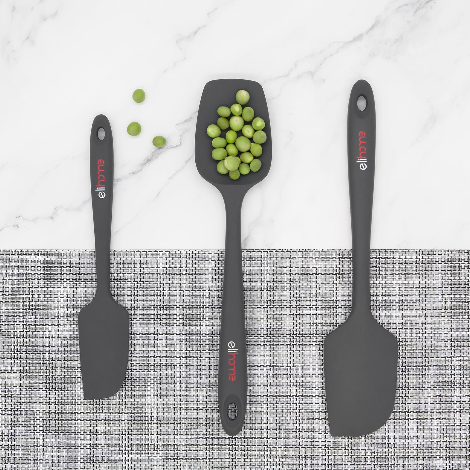 3 Piece Silicone Spatula Set - Black – Elihome