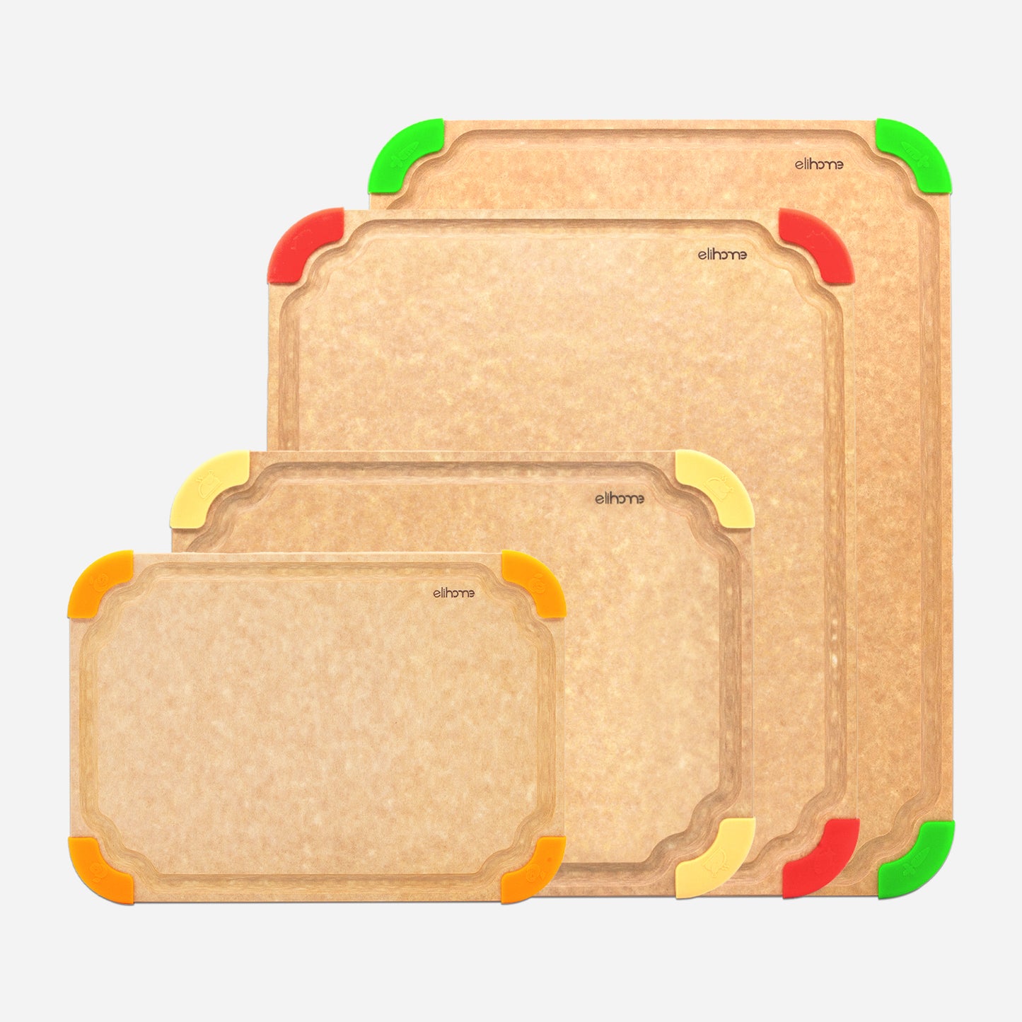 4-Piece Set Cutting Board- Non Slip & Color Code
