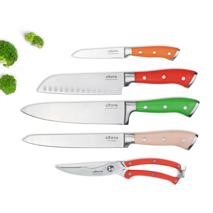 Elihome 5pcs Knife Set and 11 Piece Silicone Cooking Utensil Set
