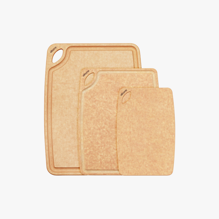 Elihome Classic Series 3 Piece Cutting Board Set (S+M+L) - wood fiber cutting board set with juice grooves