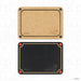 Two cutting boards, one beige and one black, with a brand logo on a light gray background.