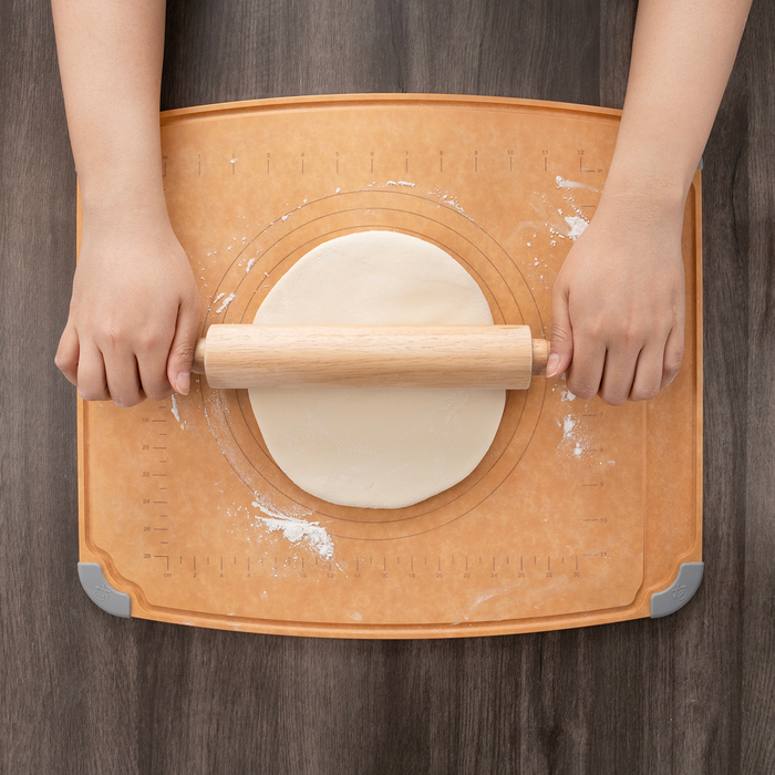 Elihome Multi-Purpose Baking & Pastry Board 18" x 15" - rolling out dough with pastry rings and markings