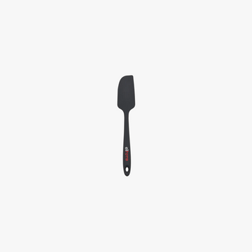 Elihome Mini Silicone Spatula in Black, 8.7 inches by 1.5 inches with seamless one piece design, reinforced steel core and ergonomic non-slip handle