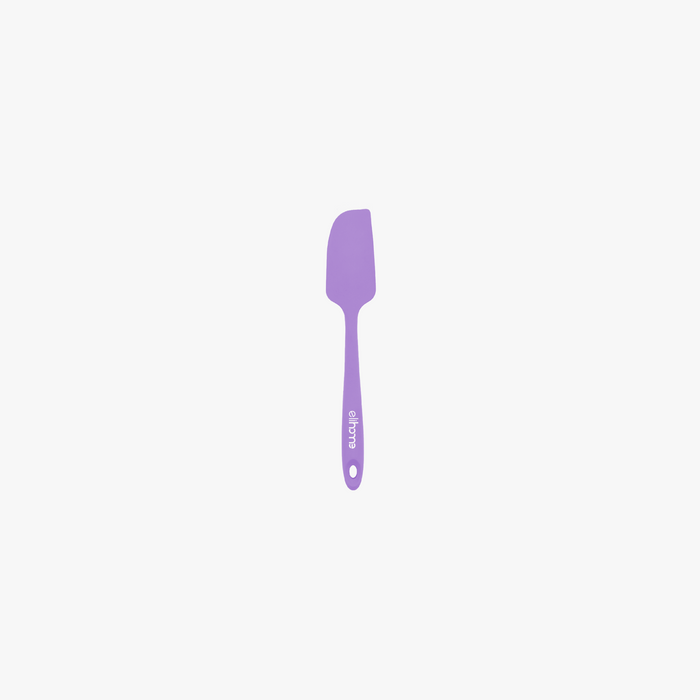 Elihome Mini Silicone Spatula in Purple, 8.7 inches by 1.5 inches with seamless one piece design, reinforced steel core and ergonomic non-slip handle