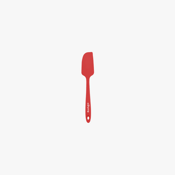 Elihome Mini Silicone Spatula in Red, 8.7 inches by 1.5 inches with seamless one piece design, reinforced steel core and ergonomic non-slip handle