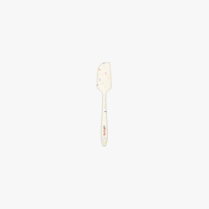 Elihome Mini Silicone Spatula in Sprinkles, 8.7 inches by 1.5 inches with seamless one piece design, reinforced steel core and ergonomic non-slip handle
