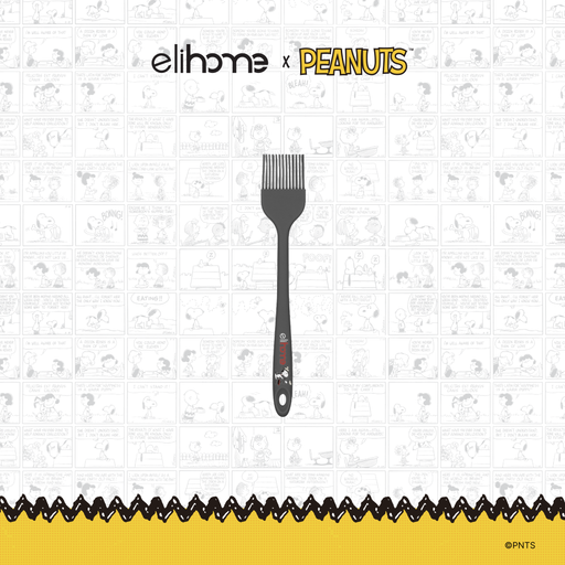 Elihome x Peanuts Silicone Basting Brush, 8.75 inches by 1.5 inches in Grey with official Snoopy artwork on the handle