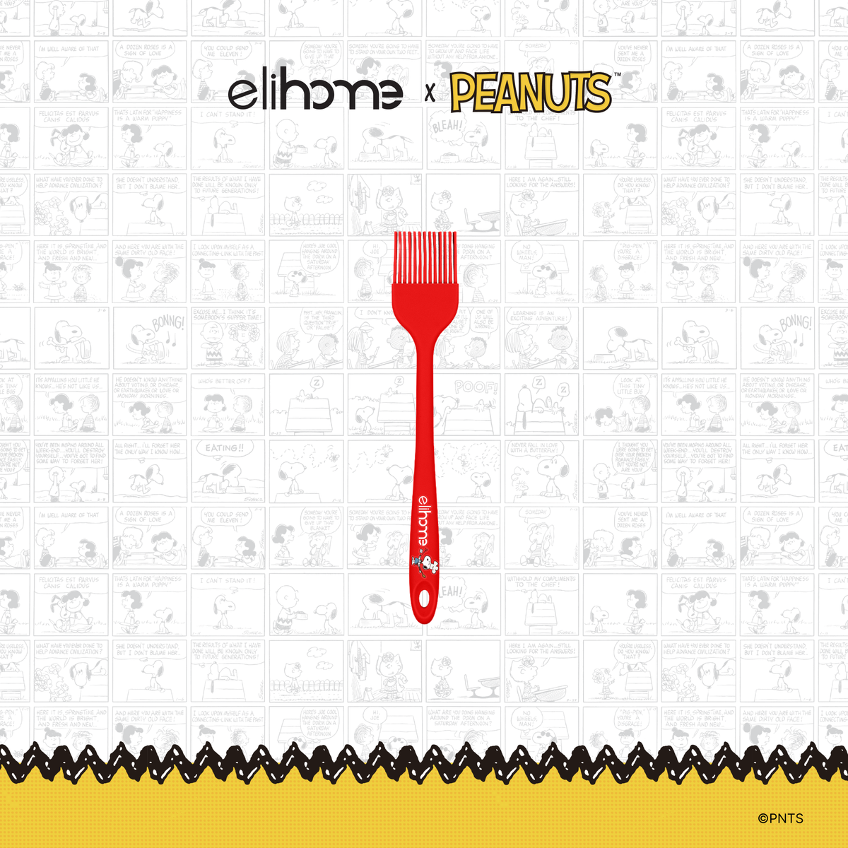 Elihome x Peanuts Silicone Basting Brush, 8.75 inches by 1.5 inches in Red with official Snoopy artwork on the handle