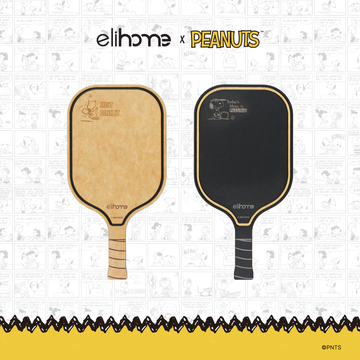 Elihome x Peanuts Pickleball Charcuterie Cutting Board "Just Dink It", natural side engraved with Snoopy and Just Dink It, black side engraved with Today's Menu is Pickleball