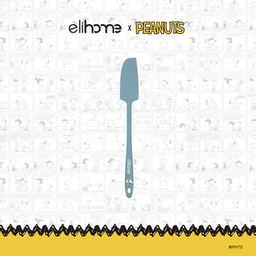 Elihome x Peanuts Skinny Silicone Spatula, 11 inches by 1.5 inches in Teal Grey with official Snoopy artwork on the handle
