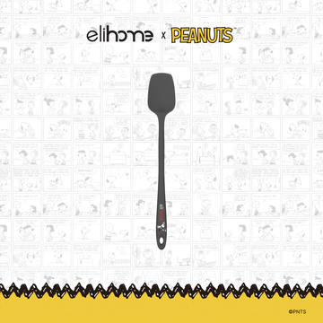 Elihome x Peanuts Skinny Silicone Spoonula, 11 inches by 1.5 inches in Grey with official Snoopy artwork on the handle