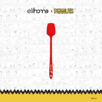 Elihome x Peanuts Skinny Silicone Spoonula, 11 inches by 1.5 inches in Red with official Snoopy artwork on the handle