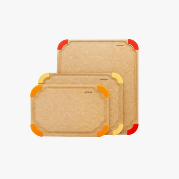 Elihome Premium Series 3 Piece Cutting Board Set - Small, Medium, and Large color-coded wood fiber cutting boards