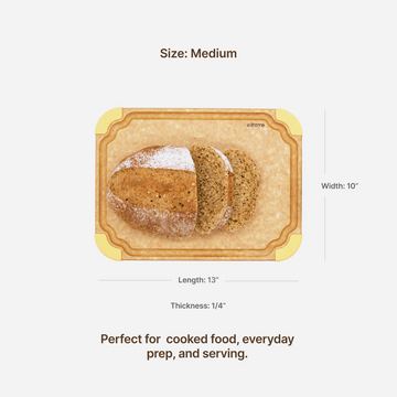 Elihome Premium Series Medium Cutting Board dimensions - 13" x 10" x 1/4" - perfect for cooked food, everyday prep, and serving