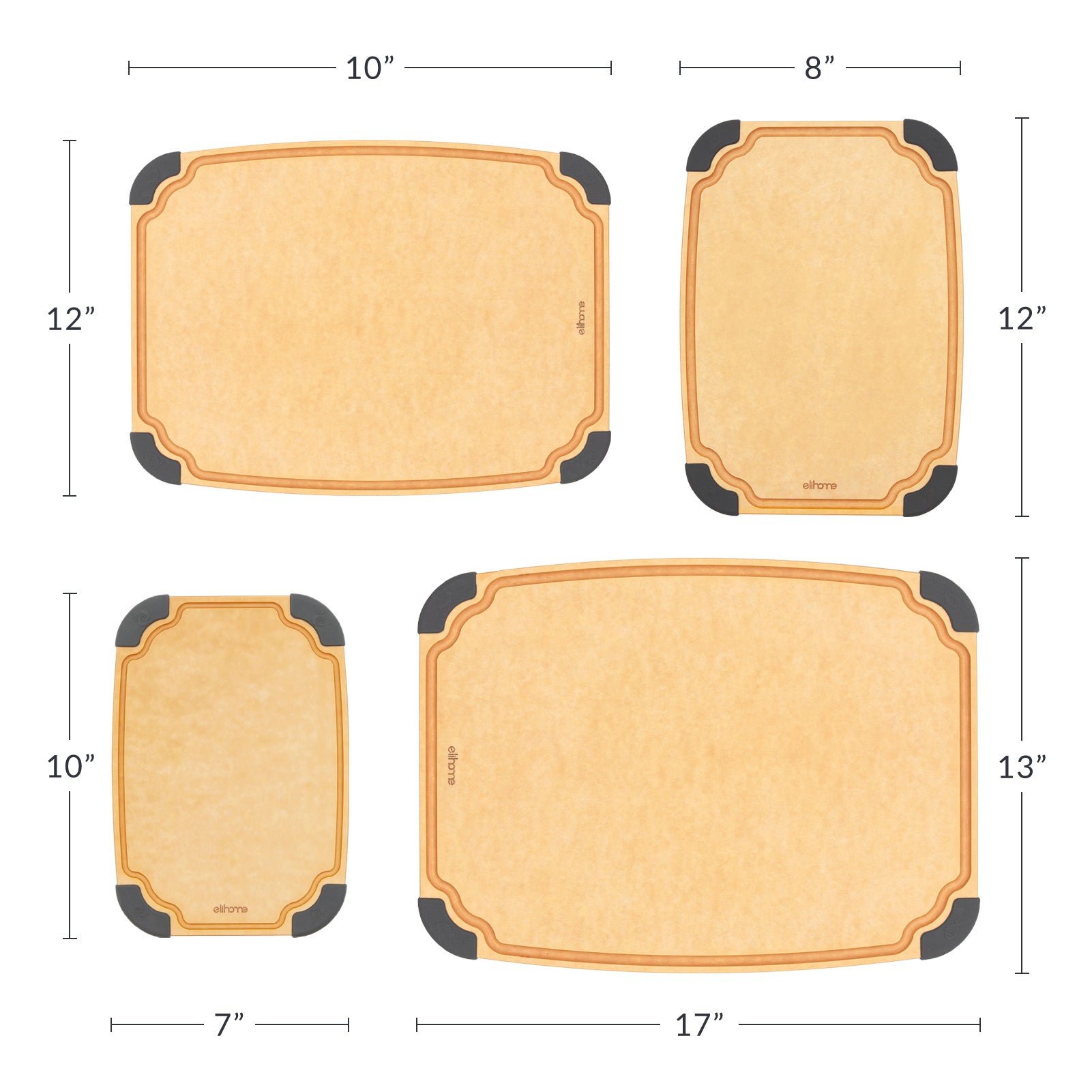 Non Slip Cutting Board | 4-in-1 Cutting Board Set | Elihome\