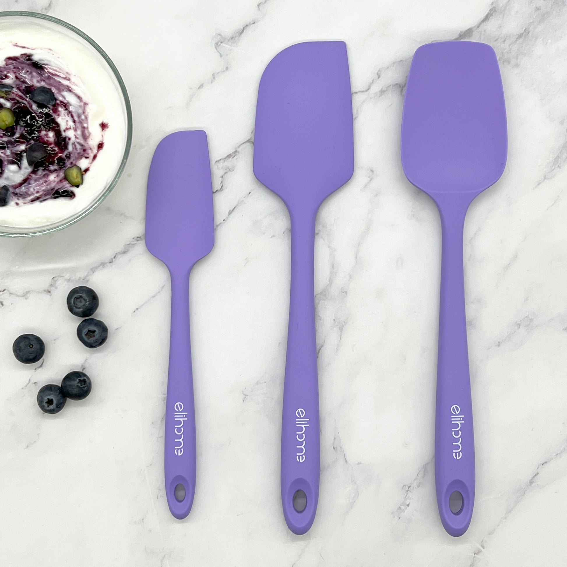 3 Piece Silicone Spatula | Purple Silicone Spatula | Elihome