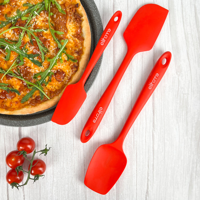 Set 2 Spatole In Silicone Professionali – Mini, Antiaderenti, Resistenti Al Calore, Per Cucina (Nero/Grigio)