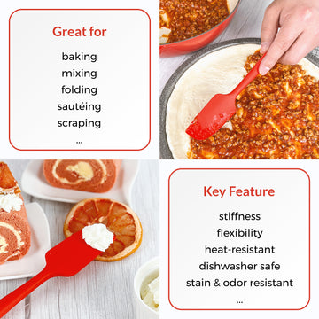 Red Silicone Spatula | 3 Piece Silicone Spatula | Elihome