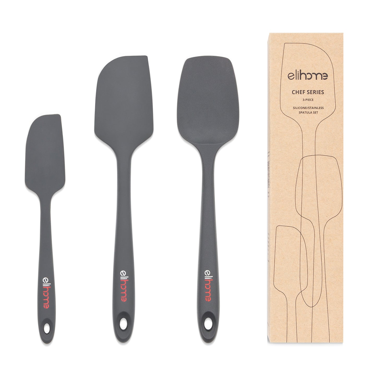 Grey Silicone Spatula | 3 Piece Silicone Spatula | Elihome