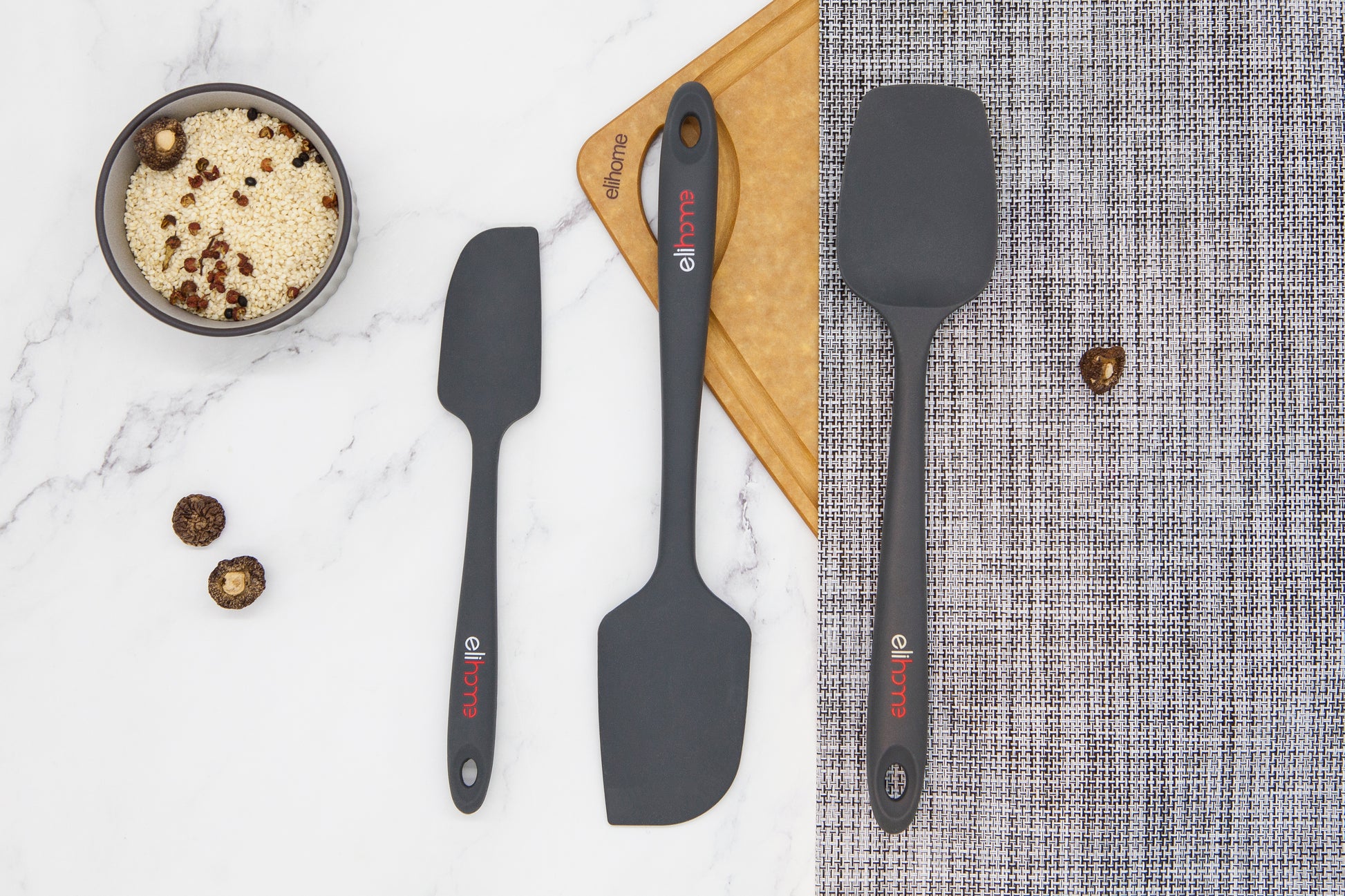 3 Piece Silicone Spatula Set - Black – Elihome