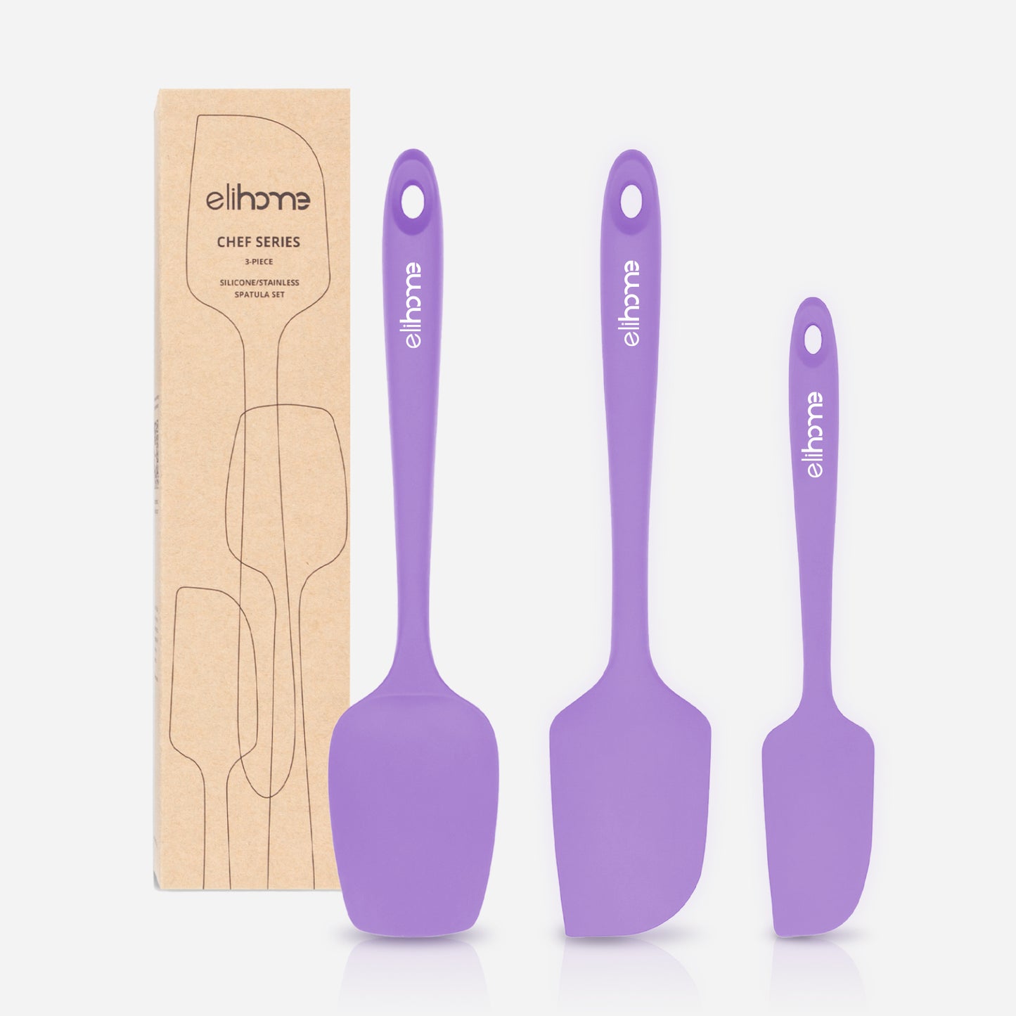3 Piece Silicone Spatula Set - Purple