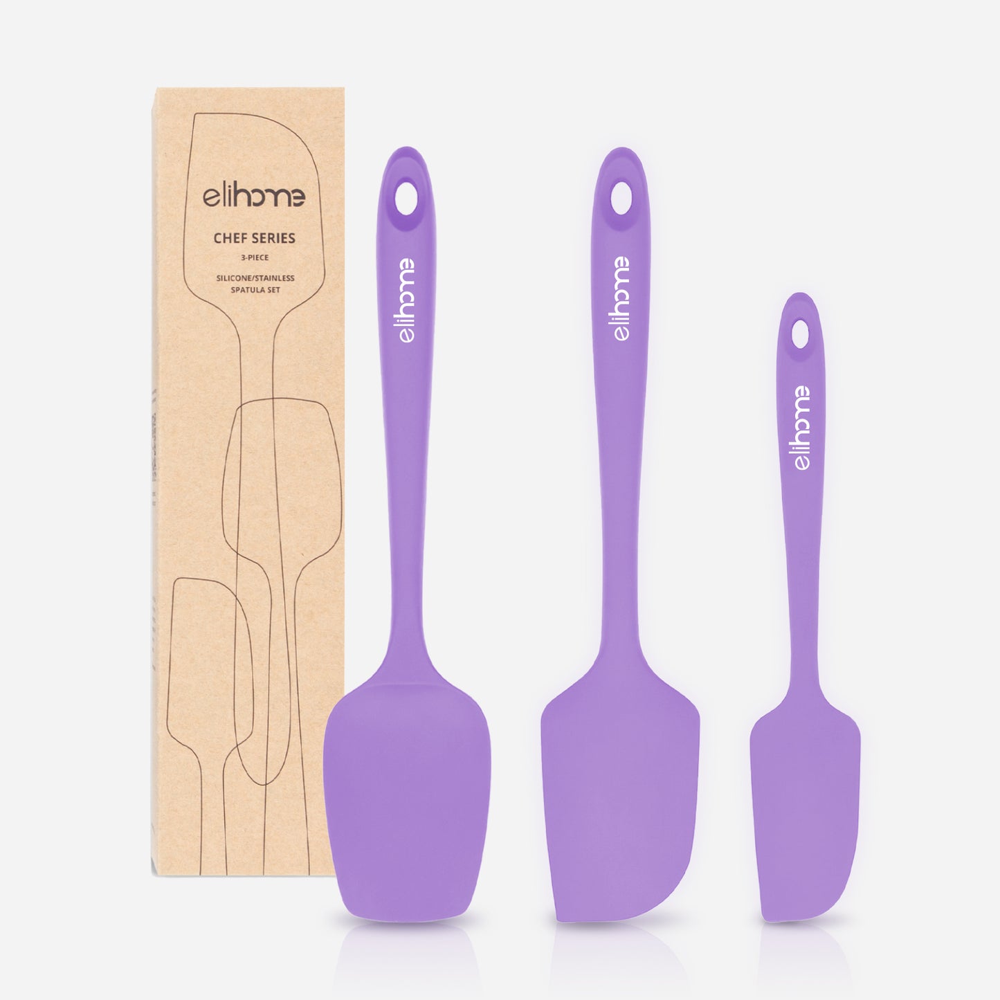 3 Piece Silicone Spatula | Purple Silicone Spatula | Elihome