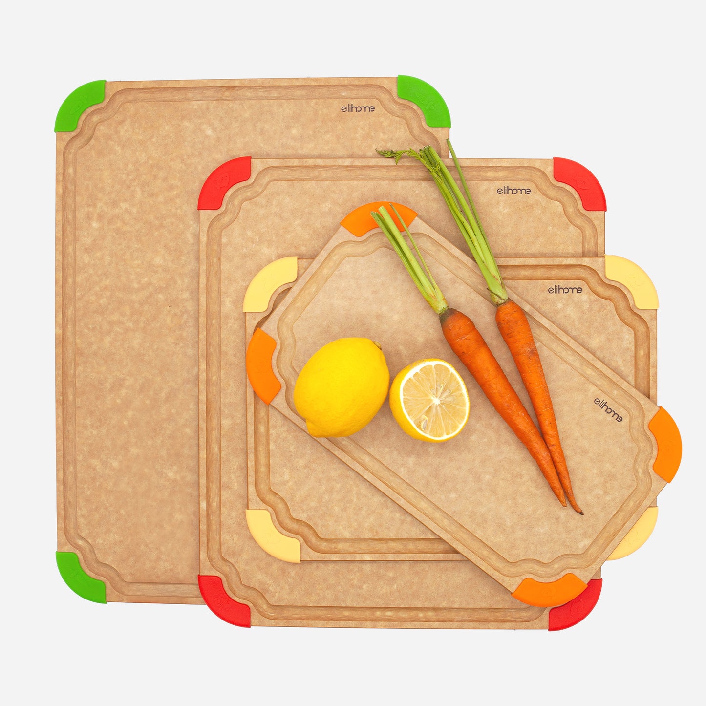 Premium Series 4 Pieces Cutting Board Set - Non Slip & Color Code