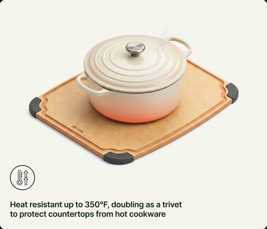 Heat resistant up to 350°F, doubling as a trivet to protect countertops from hot cookware