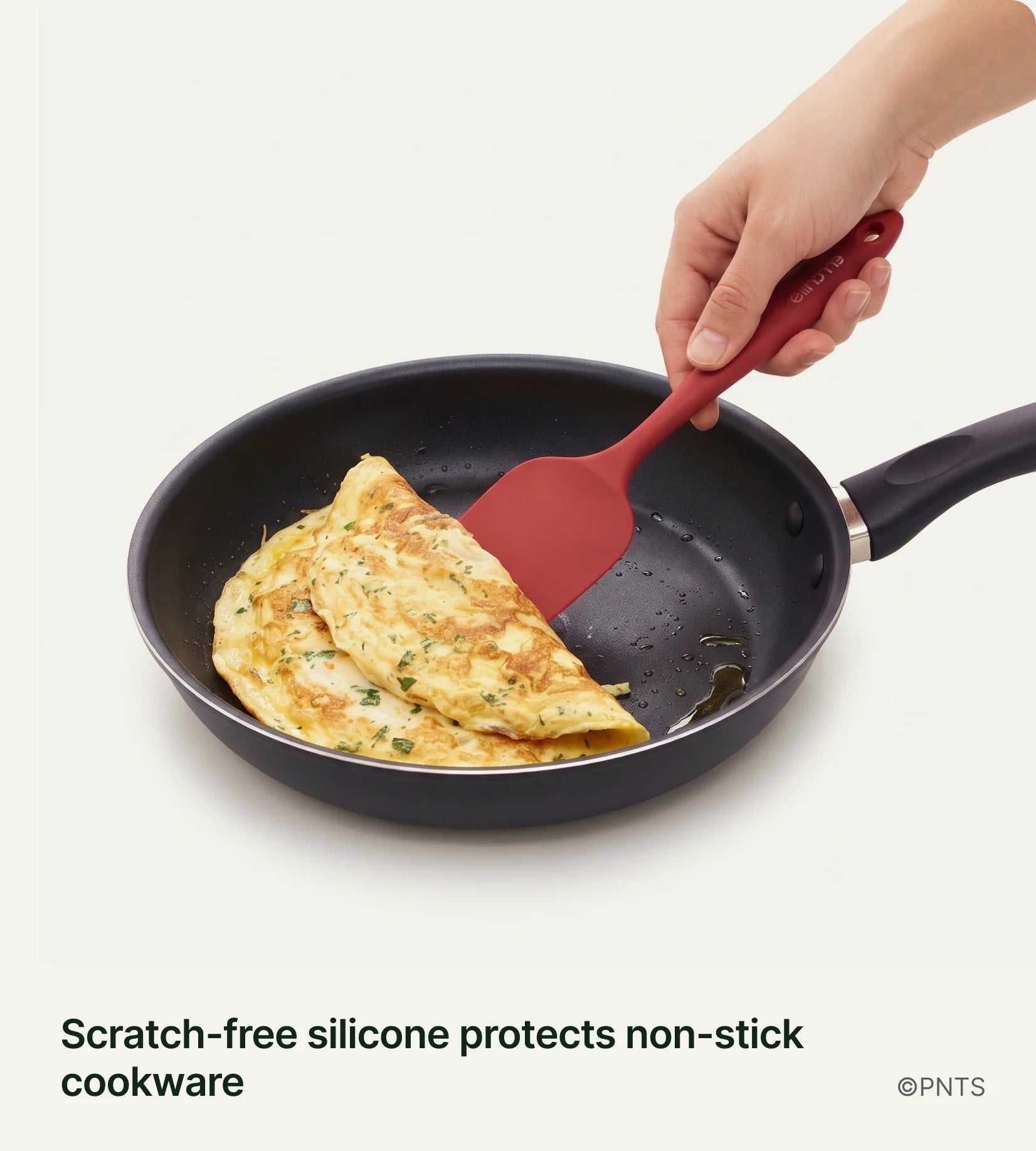 Scratch-free silicone protects non-stick cookware